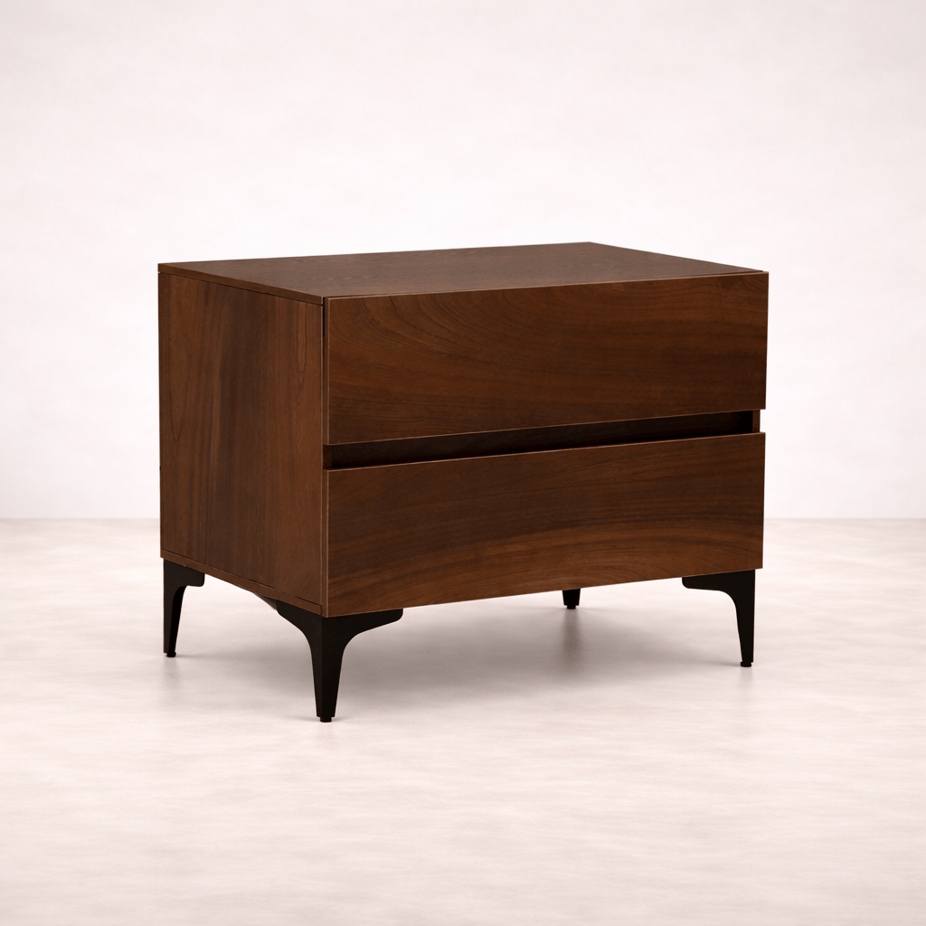 Buro Mariota de color cafecino con acabado en madera de parota, estilo moderno y funcional para oficina o dormitorio.