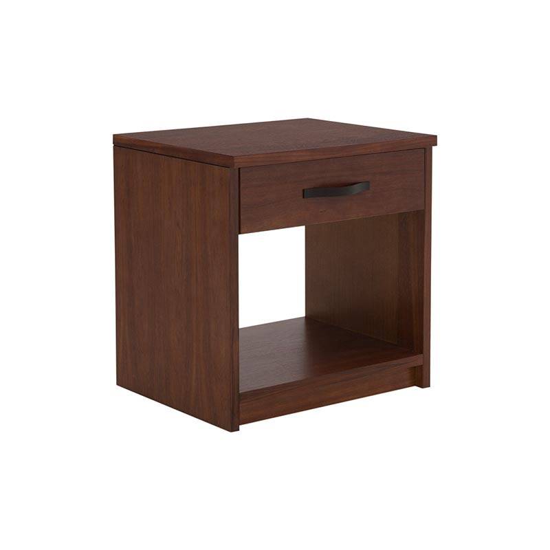 Buro Bourbon de madera de pino decolorada, de aproximadamente 60 cm de alto y 60 cm de ancho, con acabado en color café.