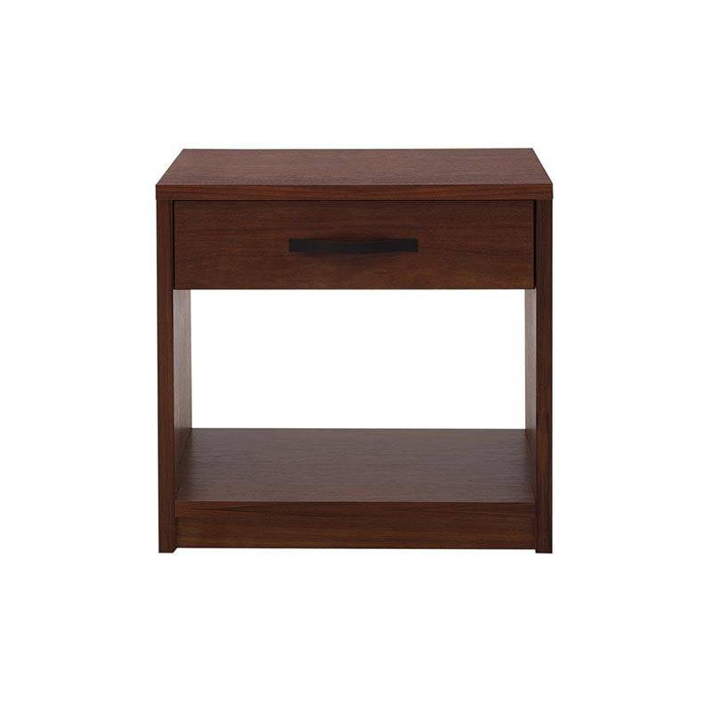 Buro Bourbon de madera de pino estufada, estilo clásico, con puertas y superficie de color café.