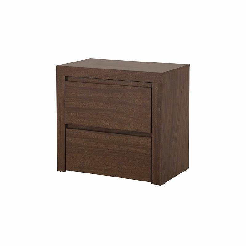 Buro Loretta de madera oscura con chapa de parota, tamaño 60x60x40 cm, estilo elegante y moderno