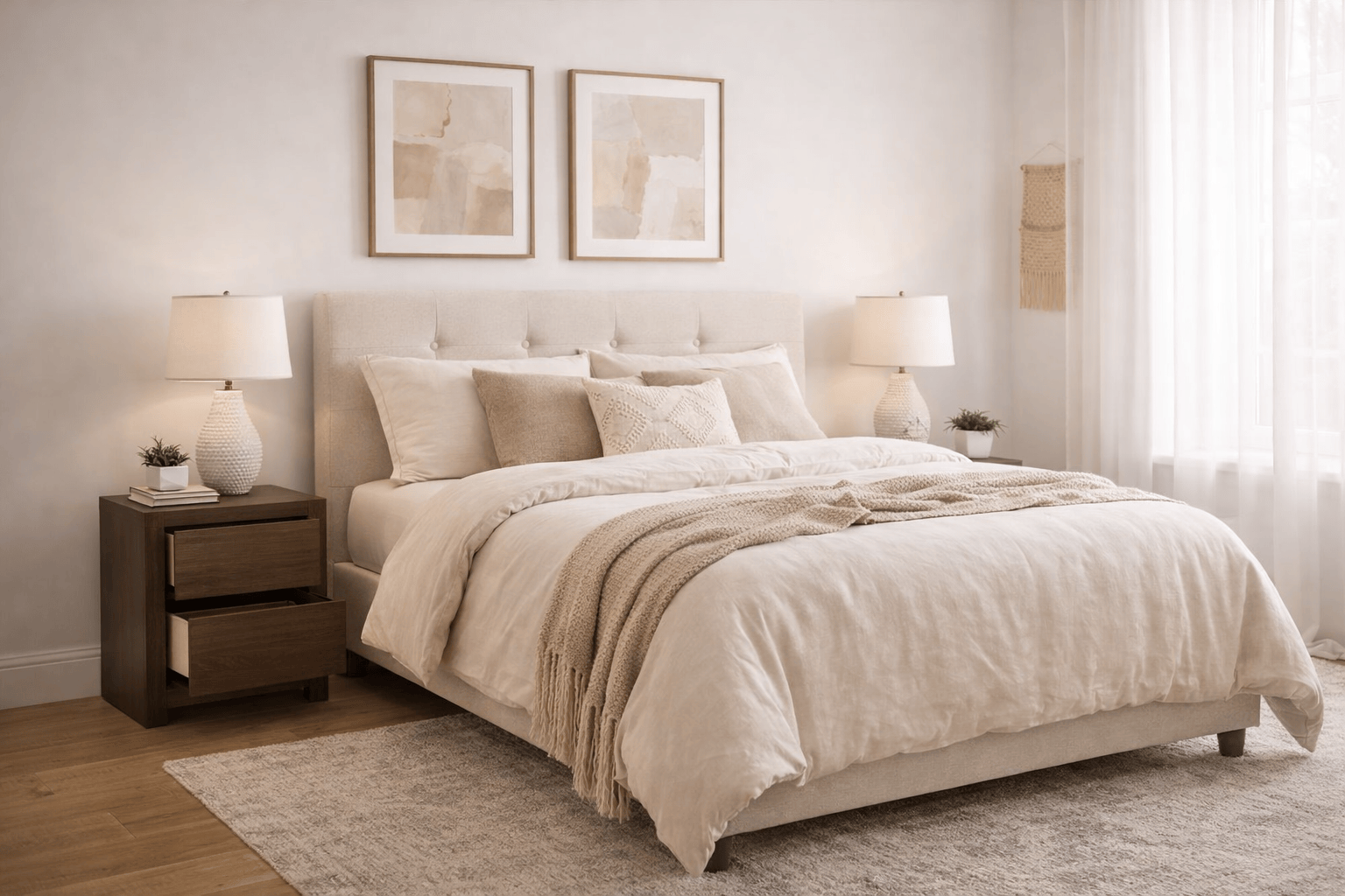 Buro Loretta de madera oscura con chapa de parota, tamaño 60x60x40 cm, estilo moderno y elegante.