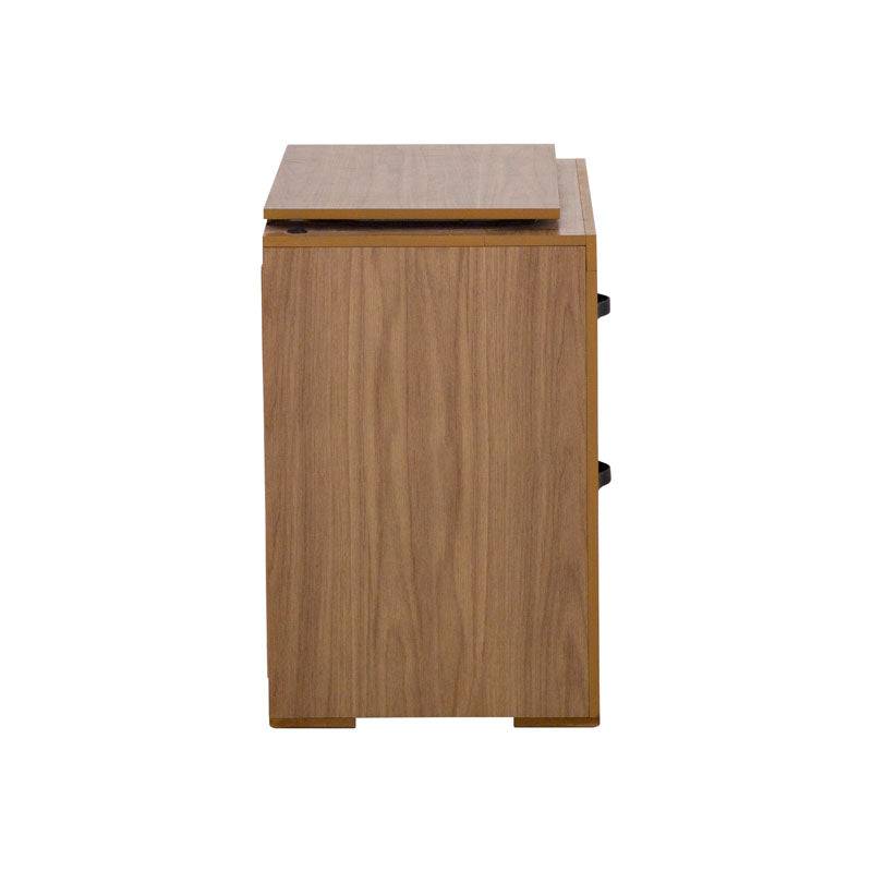 Buró Allure de madera MDF en color marrón con frente de 60 cm y altura de 59 cm, diseño moderno y funcional.