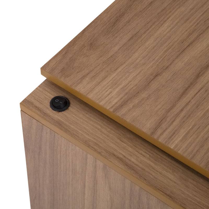 Buró Allure de color marrón de melamina, con frente de 60 cm y altura de 59 cm, estilo moderno y elegante.