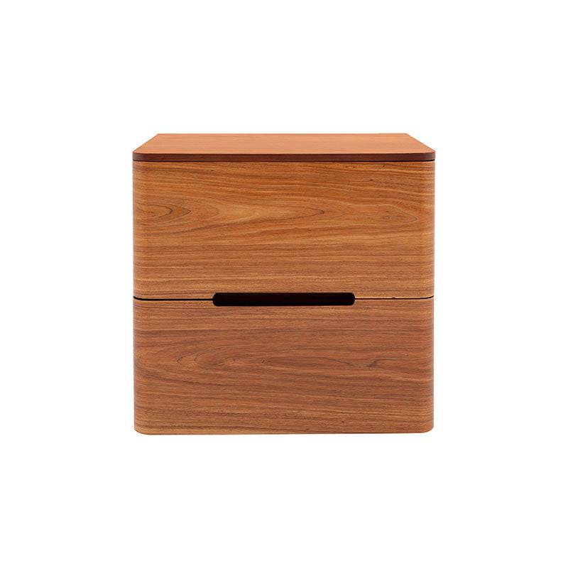Buro Arezzo de estilo industrial con acabado en chapa de tzalam, madera natural claro, dimensiones 60x39x60 cm, en ambiente moderno