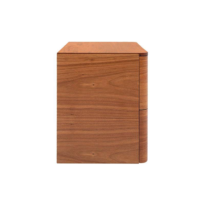 Buró Arezzo de madera industrializada en tono natural claro, con frente de chapa de tzalam, dimensiones 60x60x39 cm.
