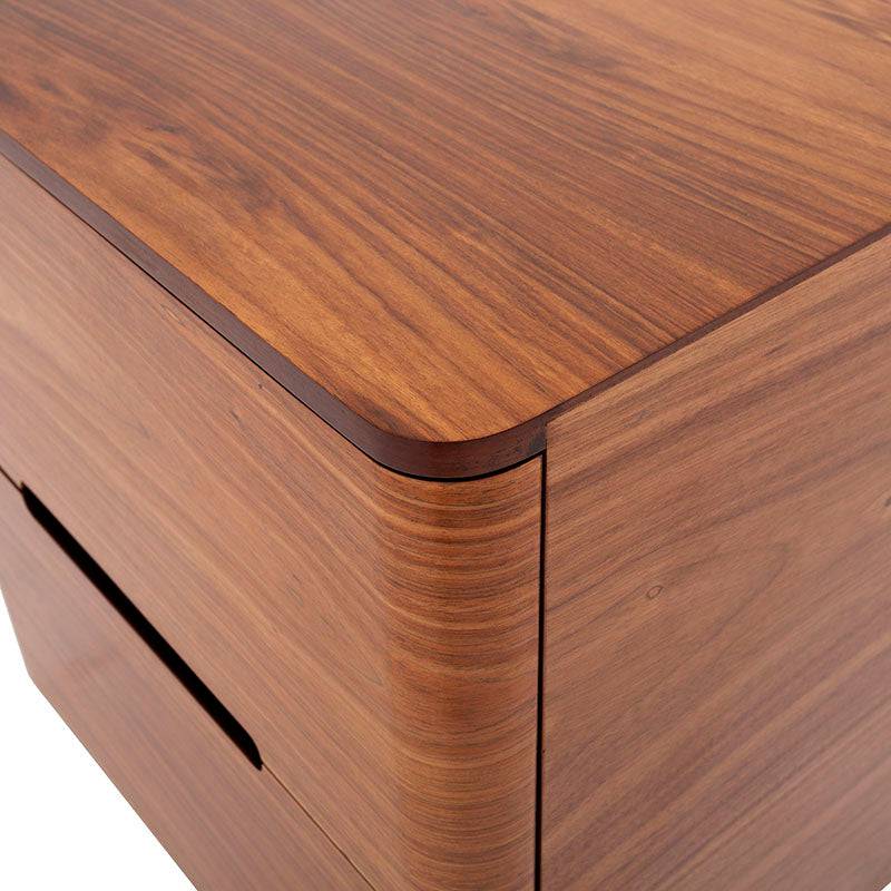 Buró Arezzo de madera industrializada con chapa de tzalam, frente claro, tamaño 60x60x39 cm, diseño moderno y funcional.