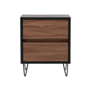 Buró Lazy de estilo moderno en color negro y nogal, estructura de melamina, frente de 60 cm, alto 55 cm, fondo 40 cm.