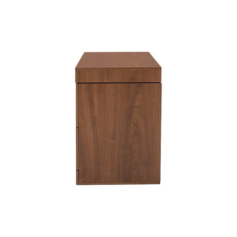 Buró de madera Alejandría de estilo industrial, con chapa de nogal americano y acabado en nogal, frente de 60 cm y altura de 58 cm.