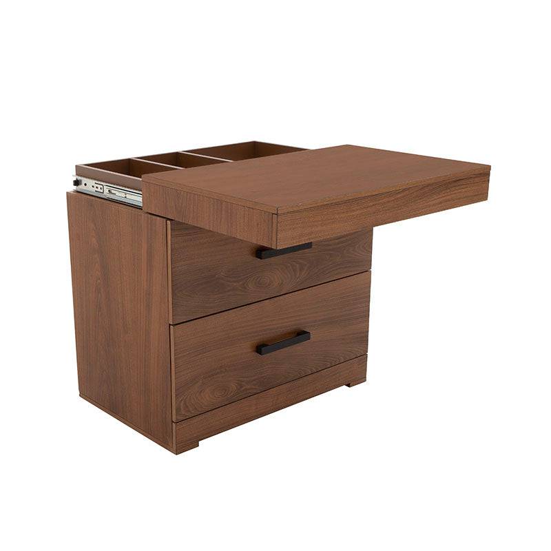 Buró de madera Alejandría de Deurope, con acabado de nogal americano, frente, altura y fondo en madera industrializada.