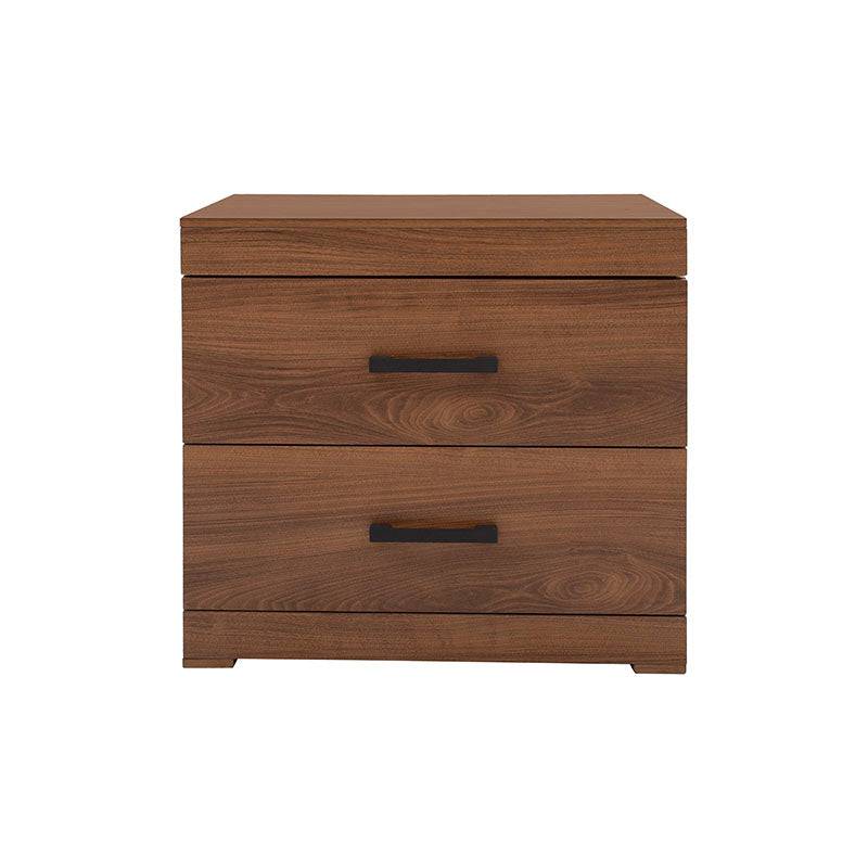 Buró de madera Alejandría de estilo industrial, con chapa de nogal americano, frente de 60 cm, alto 58 cm y fondo 39 cm.