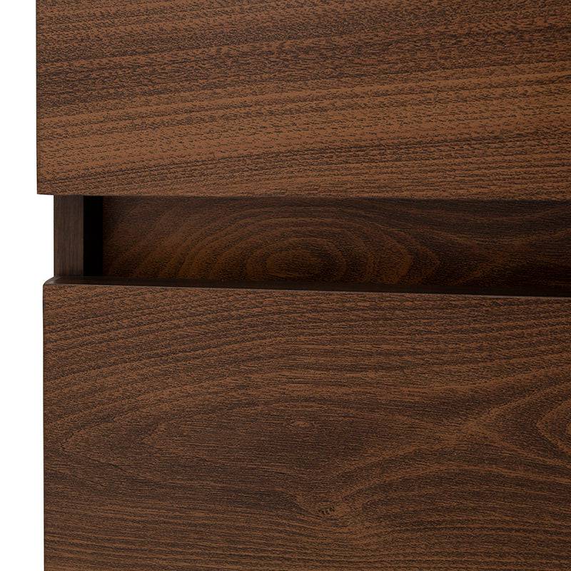 Buró Kenia de madera industrializada de color nogal, con diseño moderno y acabado en melamina, frente de 60 cm, alto 54 cm, fondo 40 cm.