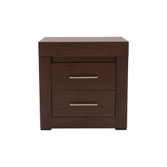 Buro de recámara Boston de madera industrializada en nogal oscuro, 60 cm de ancho, 70 cm de alto y 46 cm de fondo.