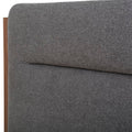 Cabecera Atenea deDeurope en madera industrializada con chapa de nogal gris oscuro, tapizado en tejido plano, 210x140 cm.