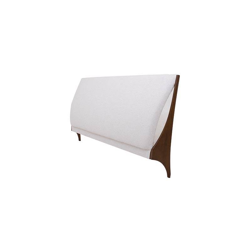 Cabecera Palta de madera en tono nogal beige, de aproximadamente 232 cm de ancho, para dormitorio elegante y moderna.