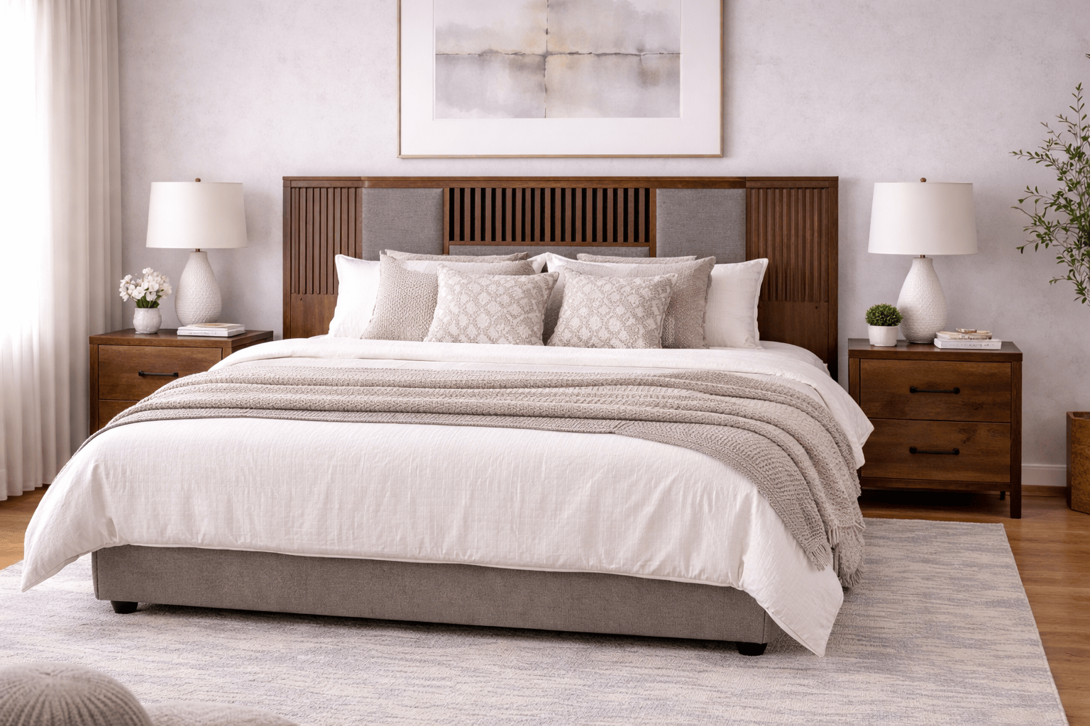 Cabecera Bourbon de estilo clásico en color madera, ideal para dormitorios modernos y elegantes.