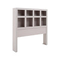 Cabecera Picasso de color gris claro y madera industrializada, para cama de 142 cm de ancho y 140 cm de alto.