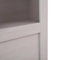 Cabecera Picasso de estilo industrial en color gris claro, de madera, con dimensiones de 142x140 cm, para habitación moderna.