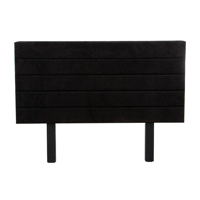 Cabecera Lazy de tapiz negro de 110 cm de ancho y 150 cm de alto, con diseño simple y elegante para dormitorio.