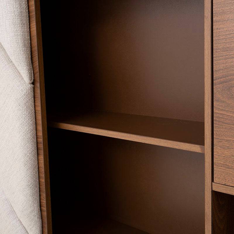 Cabecera Alejandría de Deurope en madera industrializada con tapiz en tela beige, medidas 200x166x20 cm, estilo moderno.