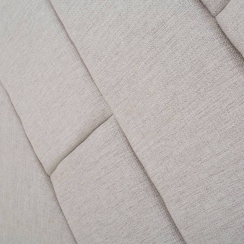 Cabecera Alejandría de Deurope en madera nogal beige, tapizada en tela, 200 cm de ancho, diseño industrial elegante.