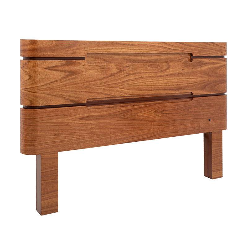 Cabecera Arezzo de madera de chapa en color nogal, con diseño elegante, dimensiones 201x151x20 cm, para cama doble.