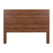 Cabecera Carolina de madera industrializada en color nogal, con diseño moderno y tamaño de 200 cm de ancho y 150 cm de alto.