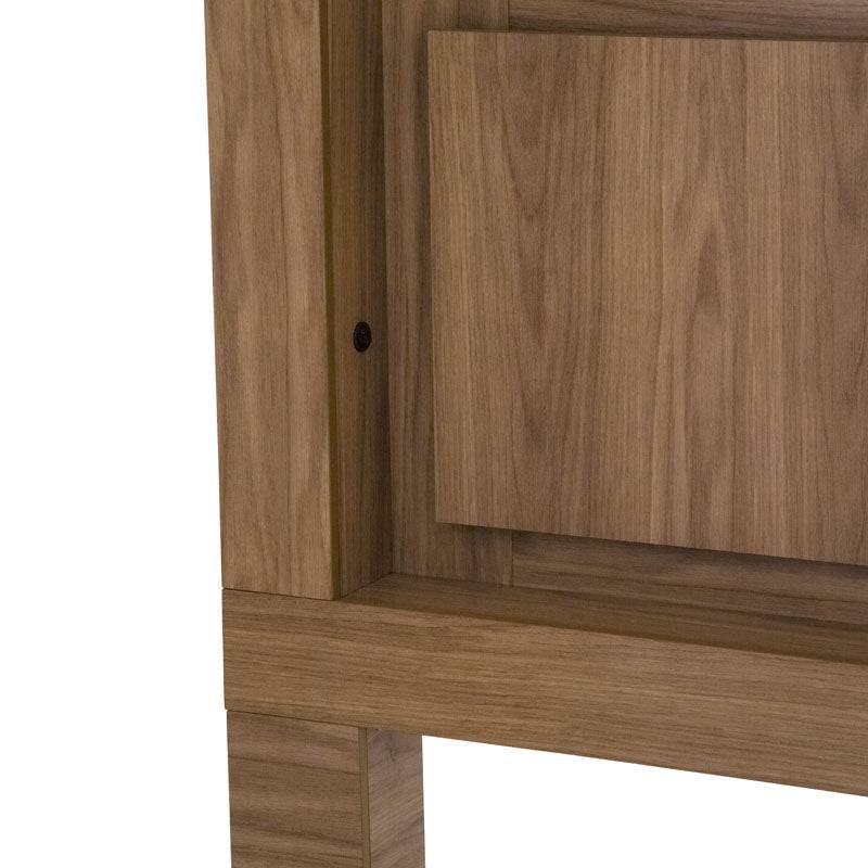 Cabecera Allure de madera MDF con acabado en nogal, 200 cm de ancho y 166,5 cm de alto, diseño elegante para dormitorio.