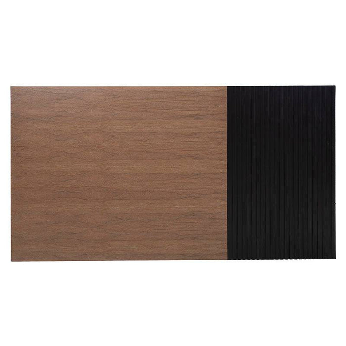 Cabecera Jess de madera de pino con acabado en nogal negro, tamaño 146x120 cm, con diseño elegante y moderno.