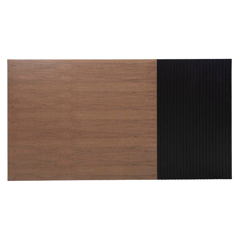 Cabecera Jess de madera de pino con acabado en nogal negro, frente mate, medida 146x120x5 cm, para cama doble.