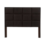 Cabecera Boston de madera oscura con tapiz de tela microfibra en estilo industrial, tamaño 200 cm x 170 cm.