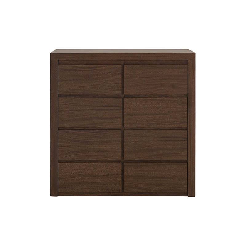 Cajonera Loretta de madera oscura, mueble de almacenamiento con varios cajones, en estilo moderno y elegante.