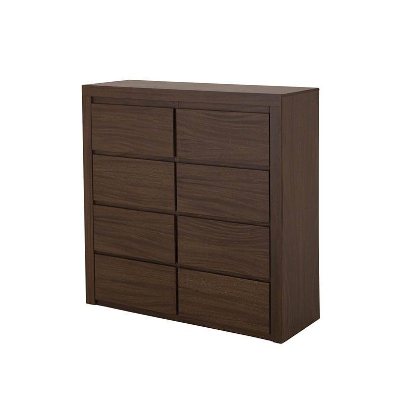 Cajonera Loretta de madera oscura, mueble de almacenamiento moderna con varias gavetas, diseñada por deurope.com.mx