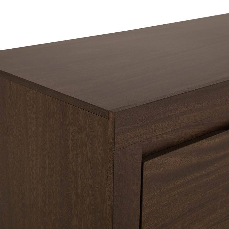 Cajonera Loretta de madera oscura, mueble de almacenamiento moderna y elegante para uso en hogar o oficina.