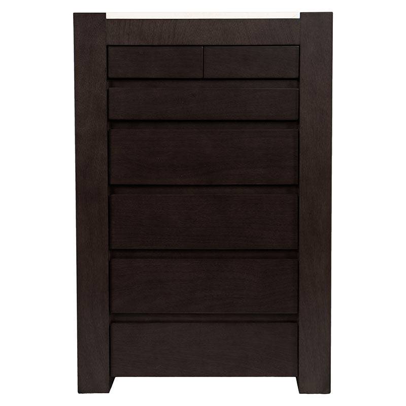 Cajonera Mond de deurope.com.mx en acabado tabaco con chapa de caoba y placa de mármol, 80x120x40 cm, con cajones.