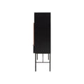 Mueble para bar Jess de madera de pino y chapa de nogal negro, con 80 cm de ancho, 160 cm de alto y 40 cm de fondo.