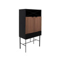 Mueble para bar Jess de Deurope en nogal negro y madera de pino, con puertas y estantes, 80x160x40 cm.