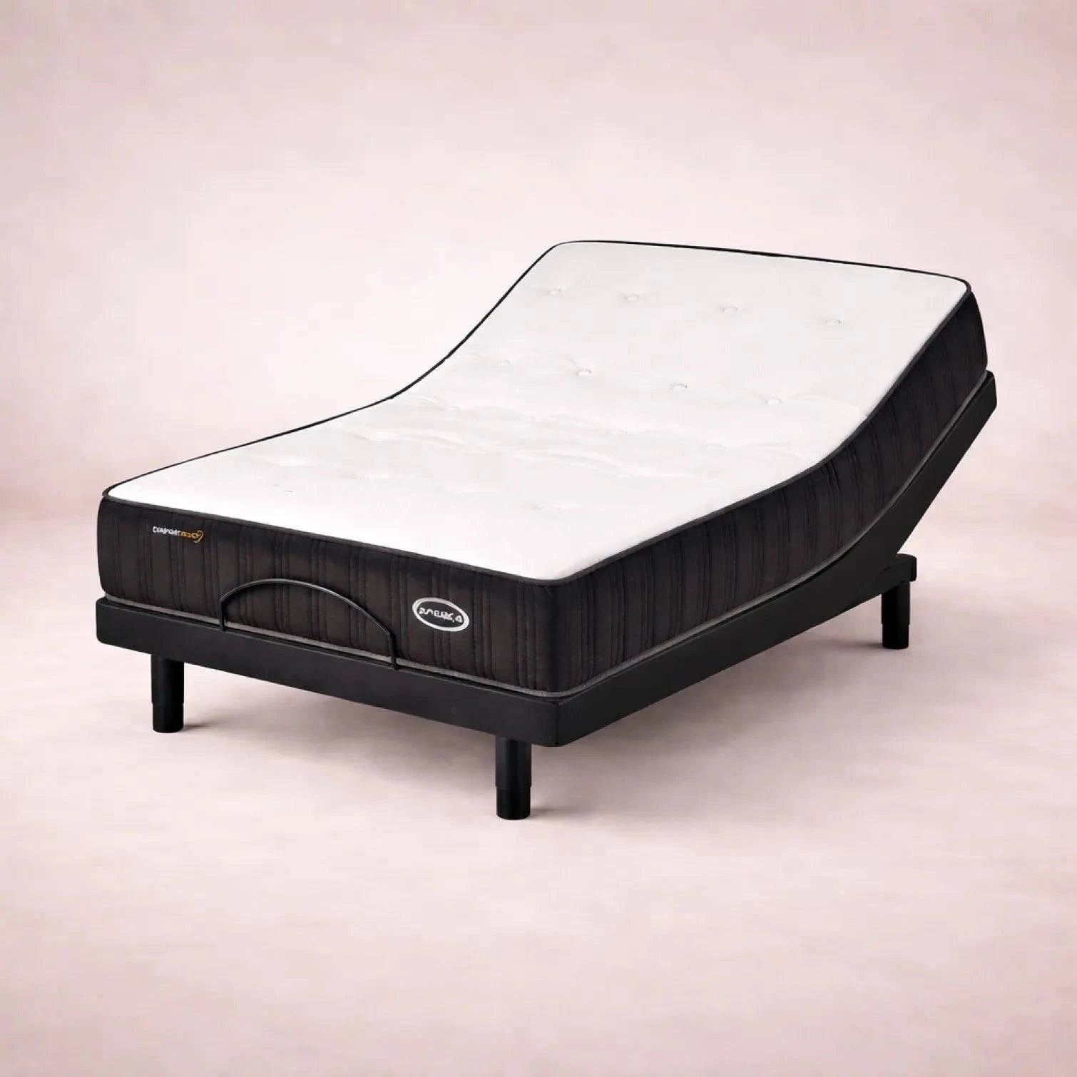 Colchón eléctrico individual de espuma con base eléctrica y respaldo ajustable en una cama América Comfort Rest de Deurope.