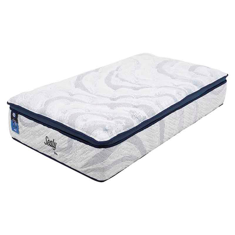 Colchón individual Sealy Blau de tejidos de punto con tela antiácaros, 100 cm de ancho, 38 cm de alto y 190 cm de largo.