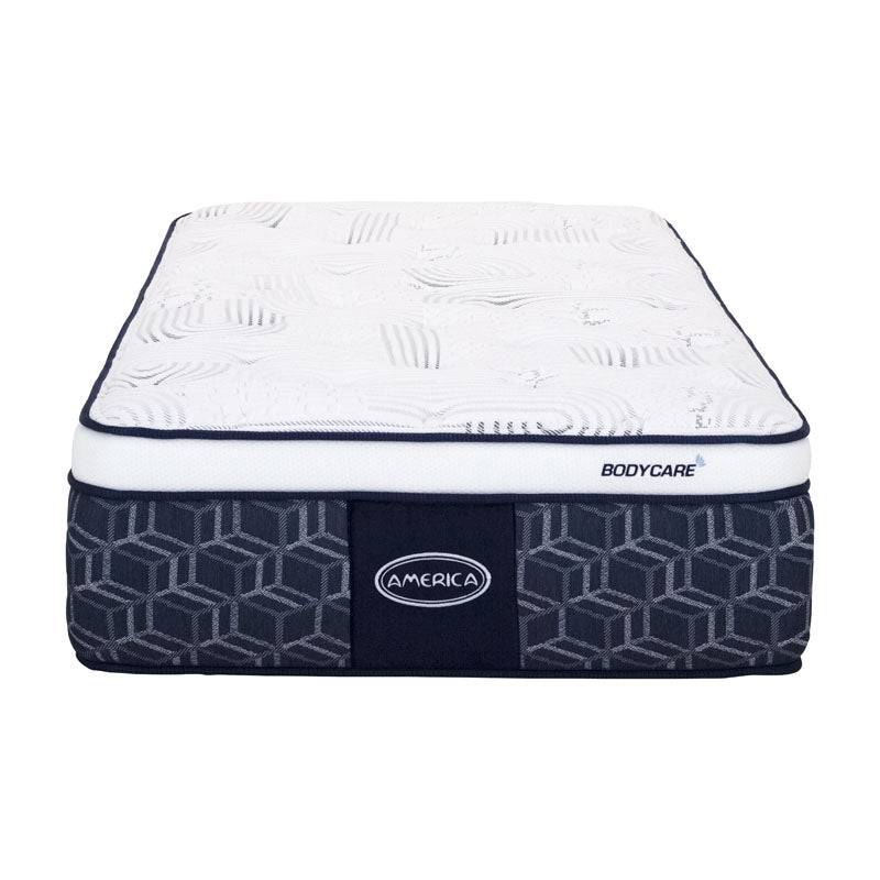 Colchón individual América Forte de europe.com.mx con tela de tejido de punto, tamaño 100x190 cm, vista superior.