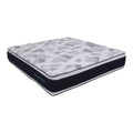 Colchón king size Restonic Winn con funda de tela tafeta hipoalergénica, frente visible, en color claro, con dimensiones 200x190 cm.