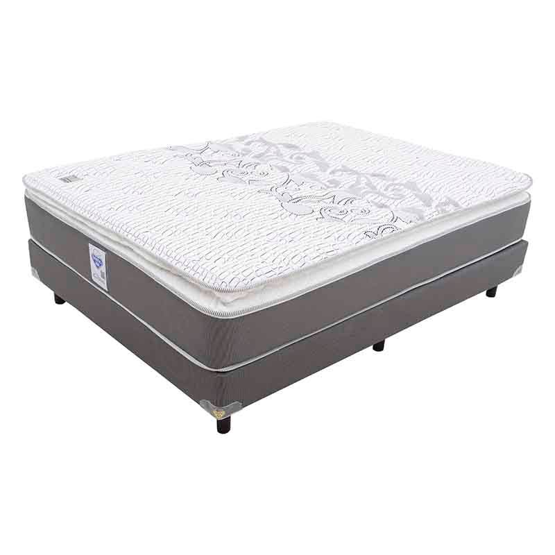 Colchón matrimonial con box spring Air Lotus de Deurope, espuma de alta densidad y tela de tejido de punto.