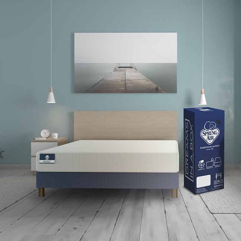 Colchón de Caja Spring Air Dreams In Box en Espuma de alta densidad con Tela Tejido de Punto, dimensiones: IND Frente 100 cm Alto 32 cm Fondo 190 cm