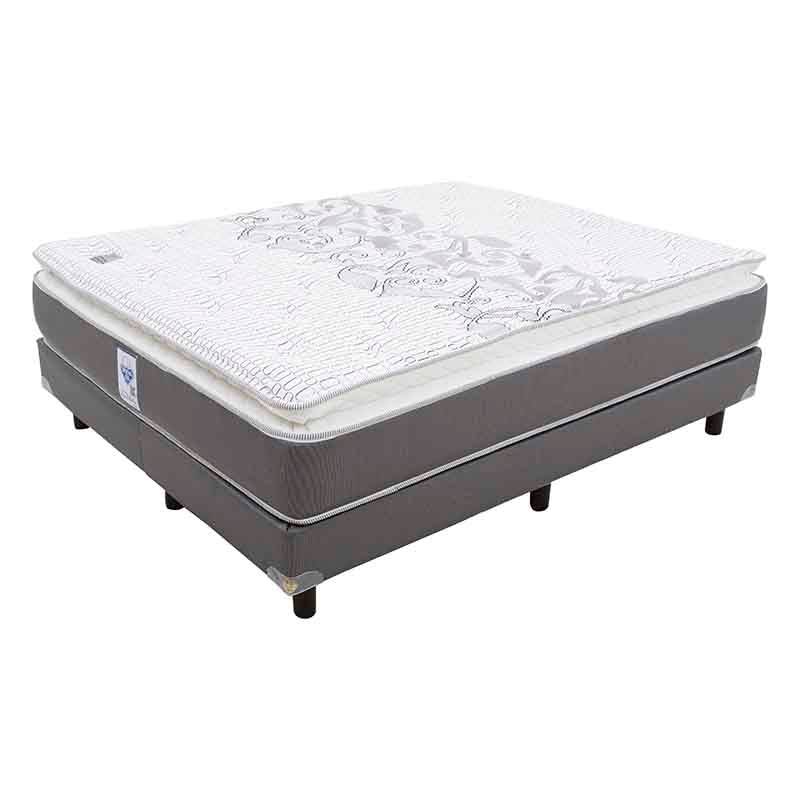 Colchón Queen Size con Box Spring Air Lotus de espuma de alta densidad, tela de punto, en frente de 150 cm de alto y 190 cm de fondo