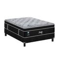 Juego de colchón y box matrimonial Sealy Arona, con estructura resistente y superficie cómoda para un descanso reparador.