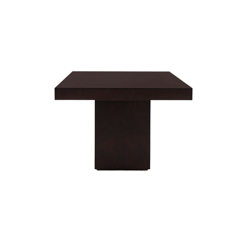 Mesa de comedor Quebec de madera de nogal, encino y okumé, con acabado en chapa de encino, frente de 210 cm en color café.
