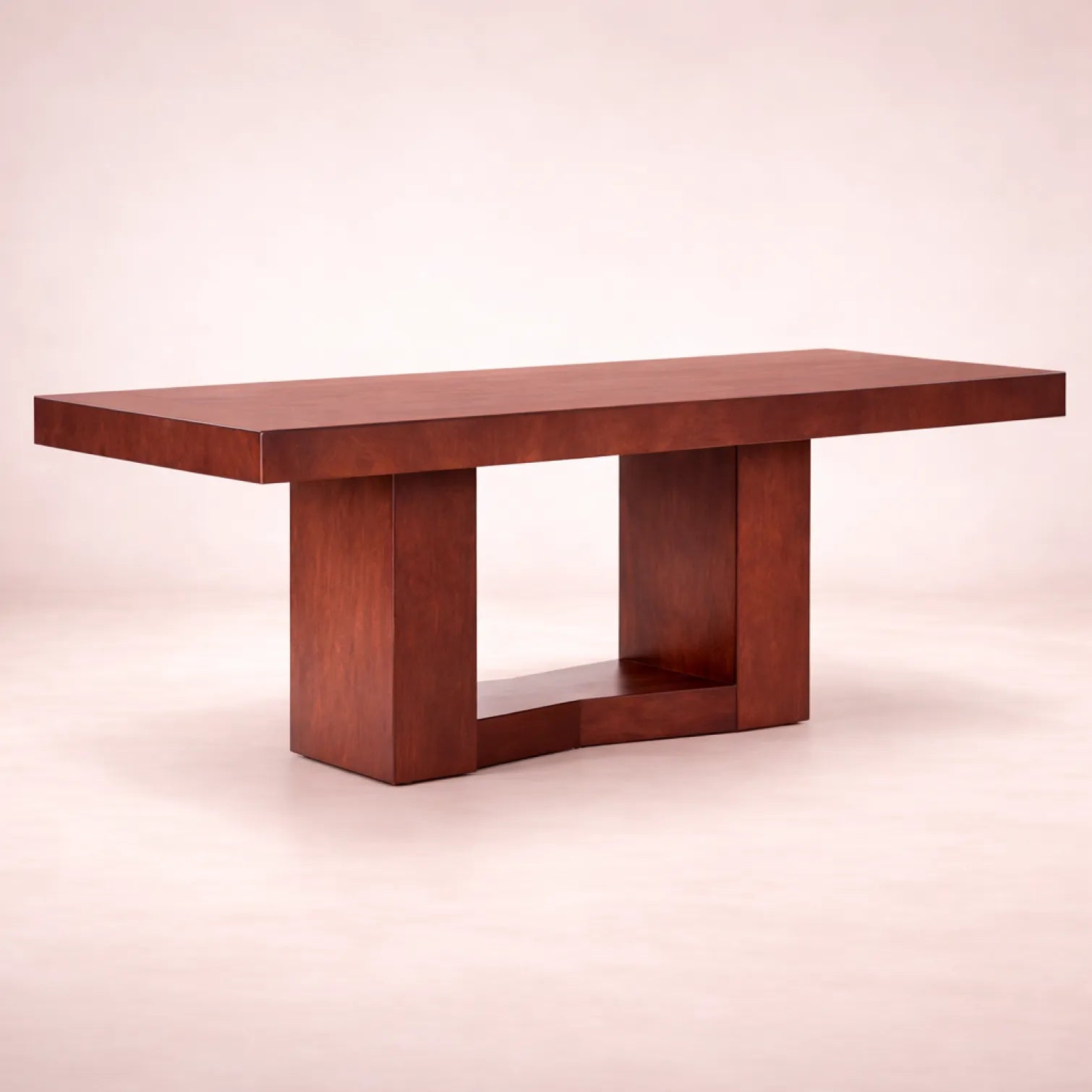 Mesa de comedor Quebec de madera de nogal y chapa de encino y okumé, en color café, con dimensiones de 210x78x110 cm.