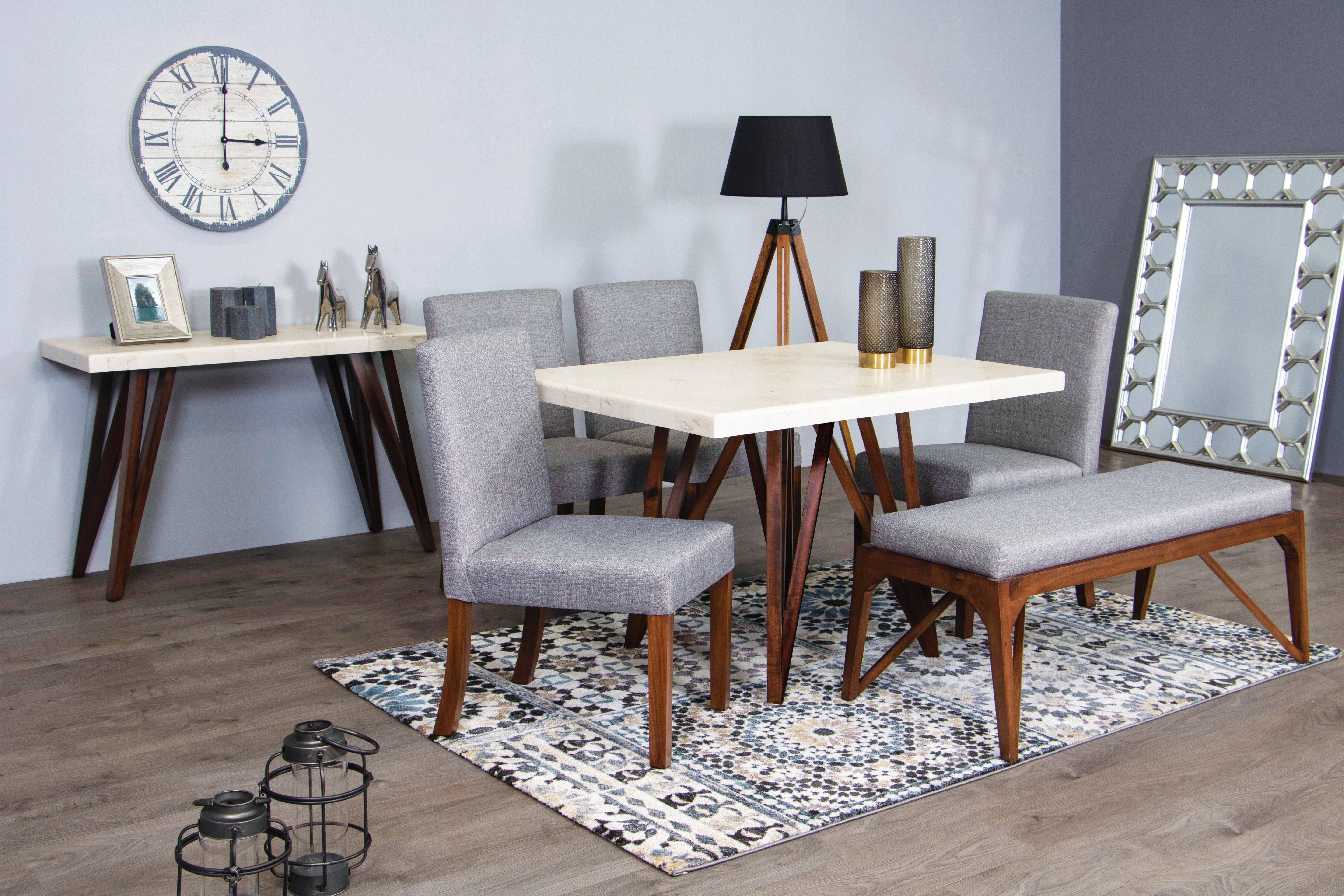Comedor Aragón de Deurope.com.mx con mesa y 6 sillas, diseño moderno y elegante para espacios de comedor.