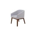 Silla de comedor Atenea deurope.com.mx, estructura moderna y asiento acolchado en color gris claro, vista frontal en interior elegante