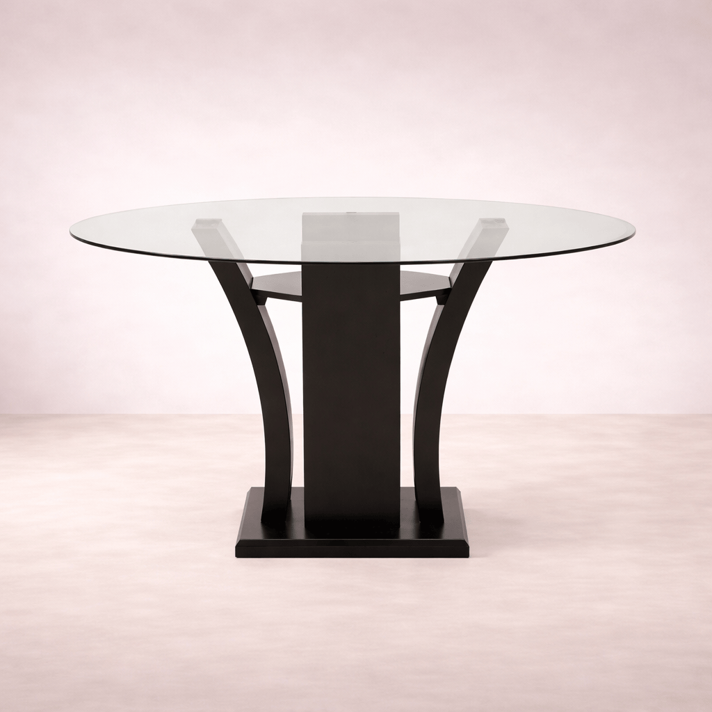 Comedor Tulip Wengue de la marca deurope.com.mx, mesa y sillas de estilo moderno en acabado wengue, vista del conjunto completo