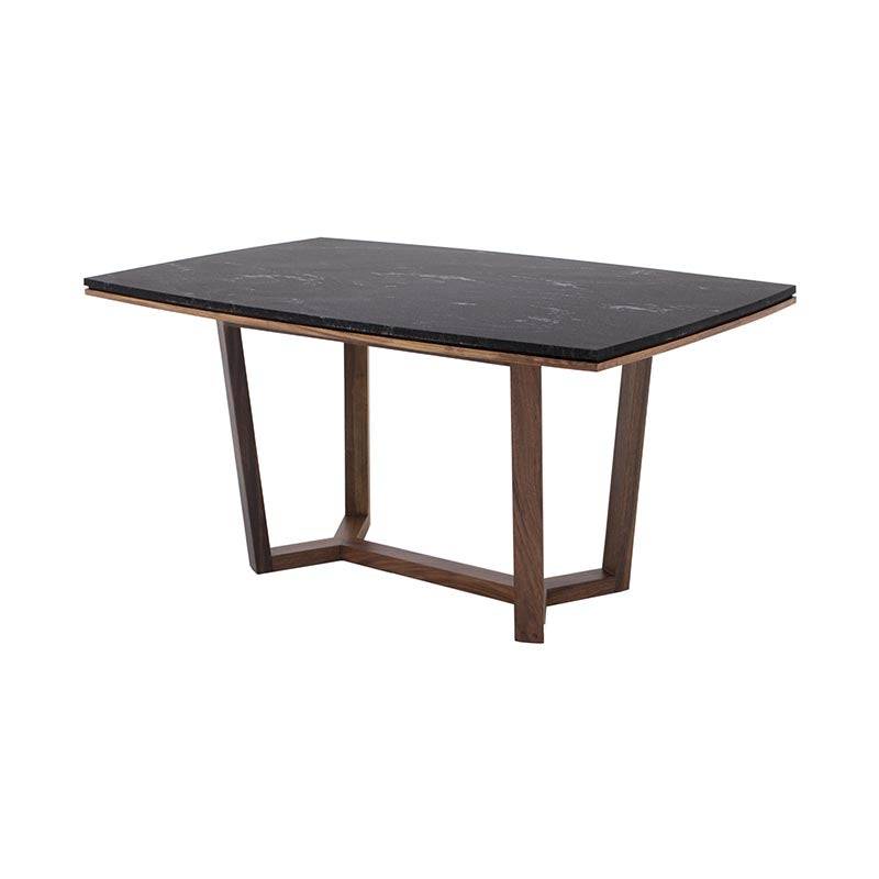 Mesa de comedor Montecarlo de madera sólida de parota con acabado en granito natural, café, 160 cm de largo y 78 cm de alto.